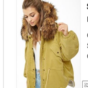 FOREVER21 FAUX FUR CORDUROY JACKET SIZE: ONE SIZE